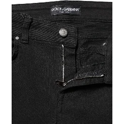 Black Cotton Skinny Mid Waisted Denim Jeans