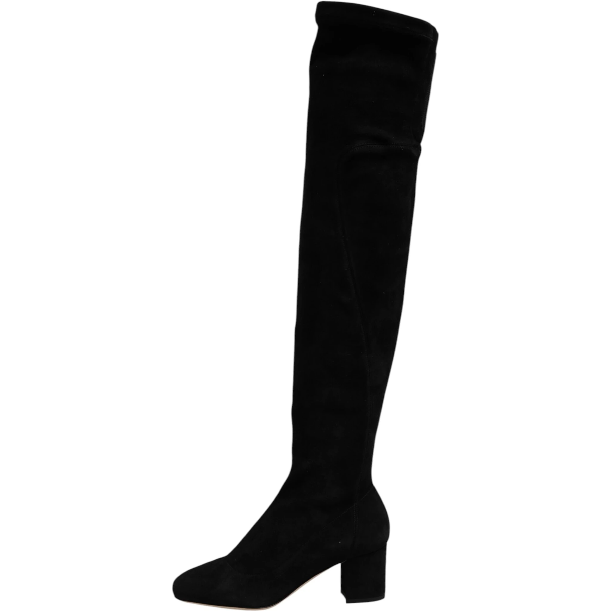 Black Suede Leather Knee High Boots Shoes