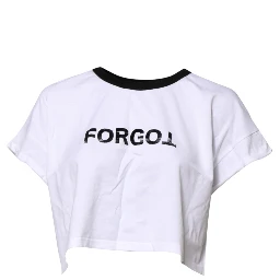 White Graphic Print Crew Neck Cropped T-shirt