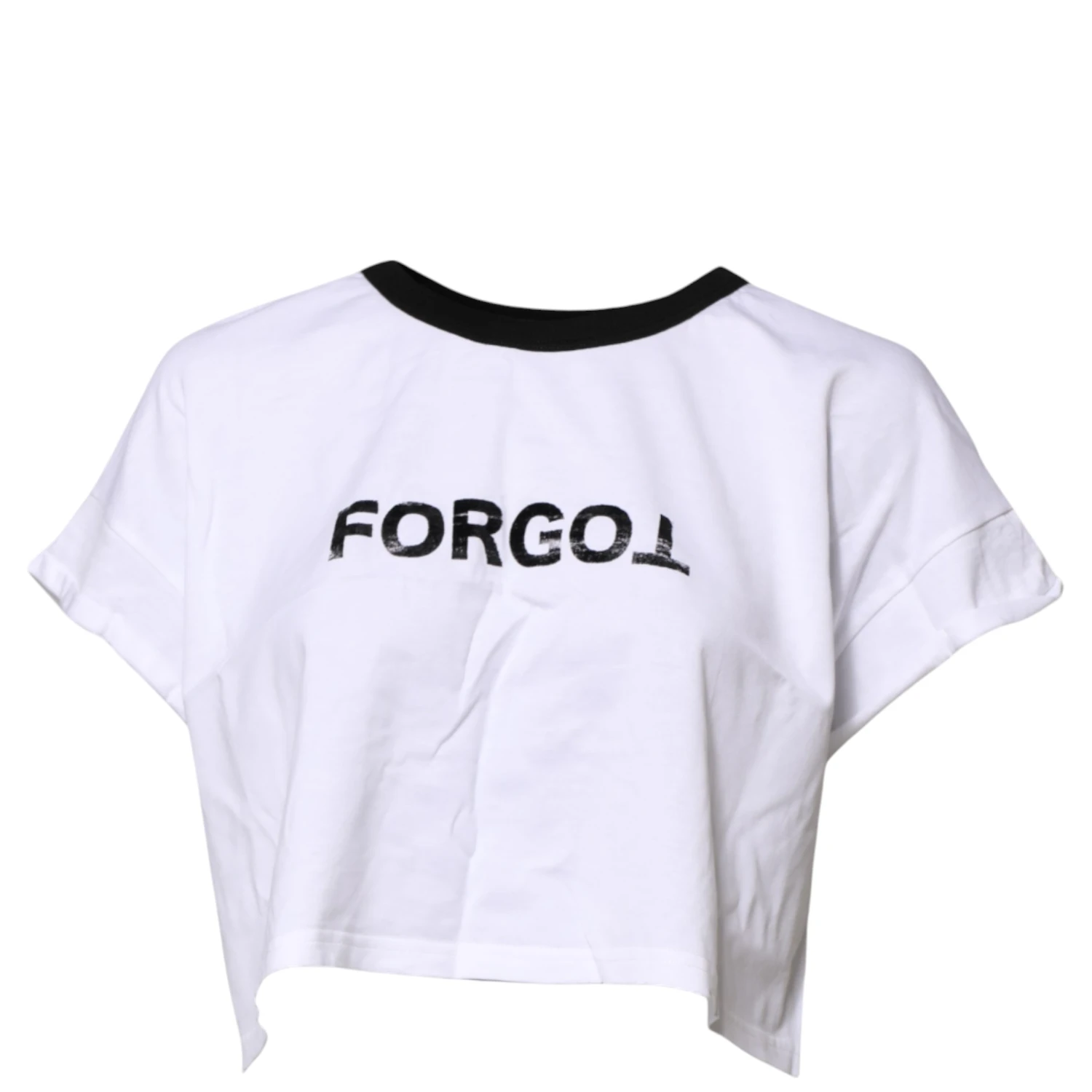 White Graphic Print Crew Neck Cropped T-shirt