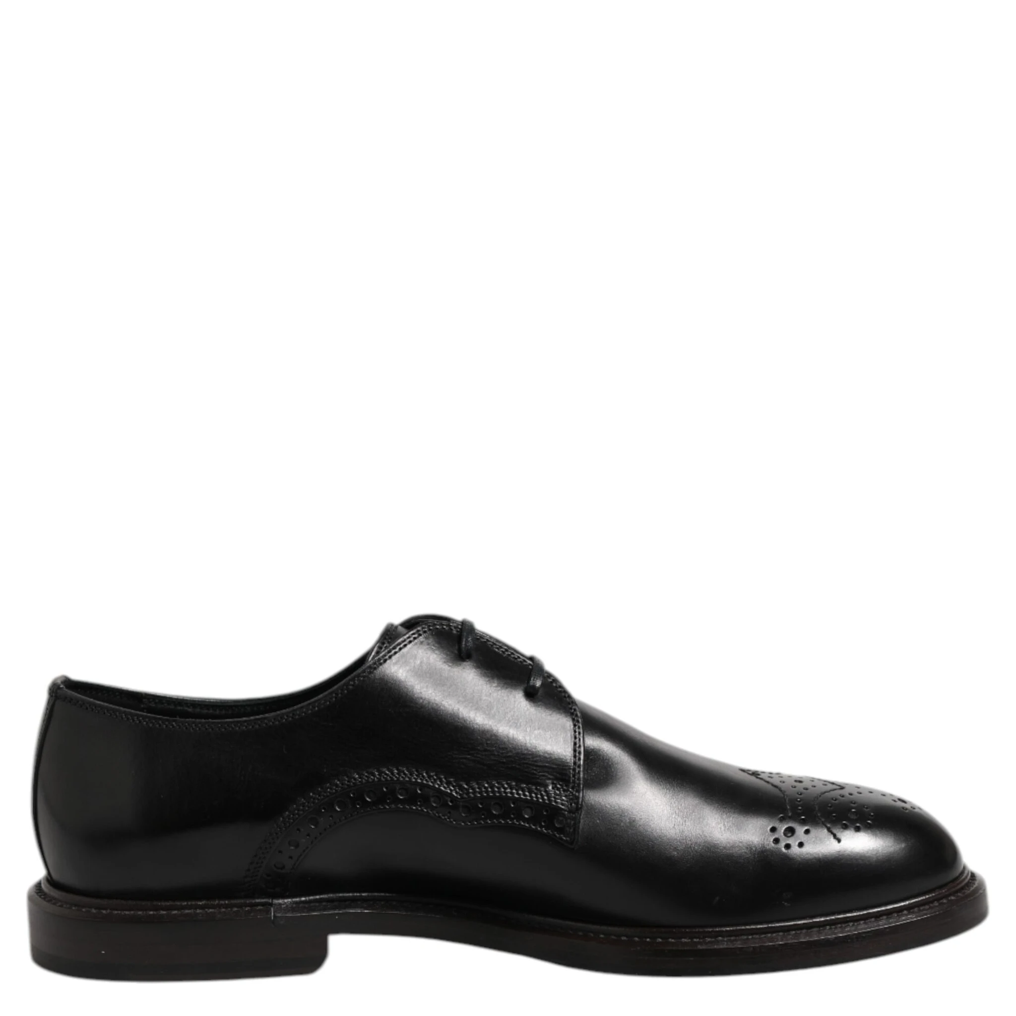 Black Leather Derby Wingtip Formal Shoes