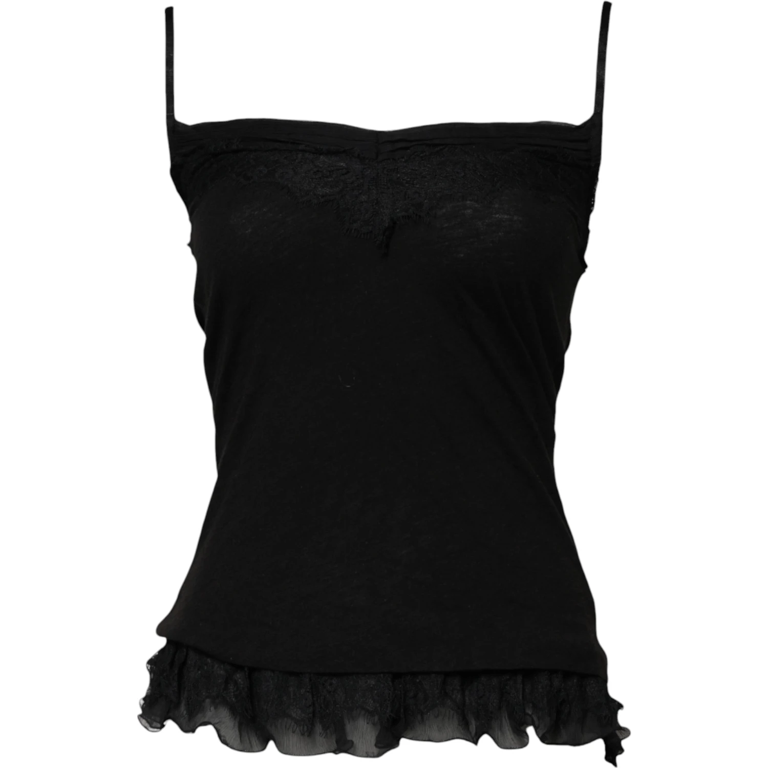 Black Wool Sleeveless Square Neck Tank Top