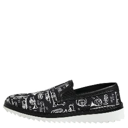 Black Slip On Printed Men Loafers Shoes