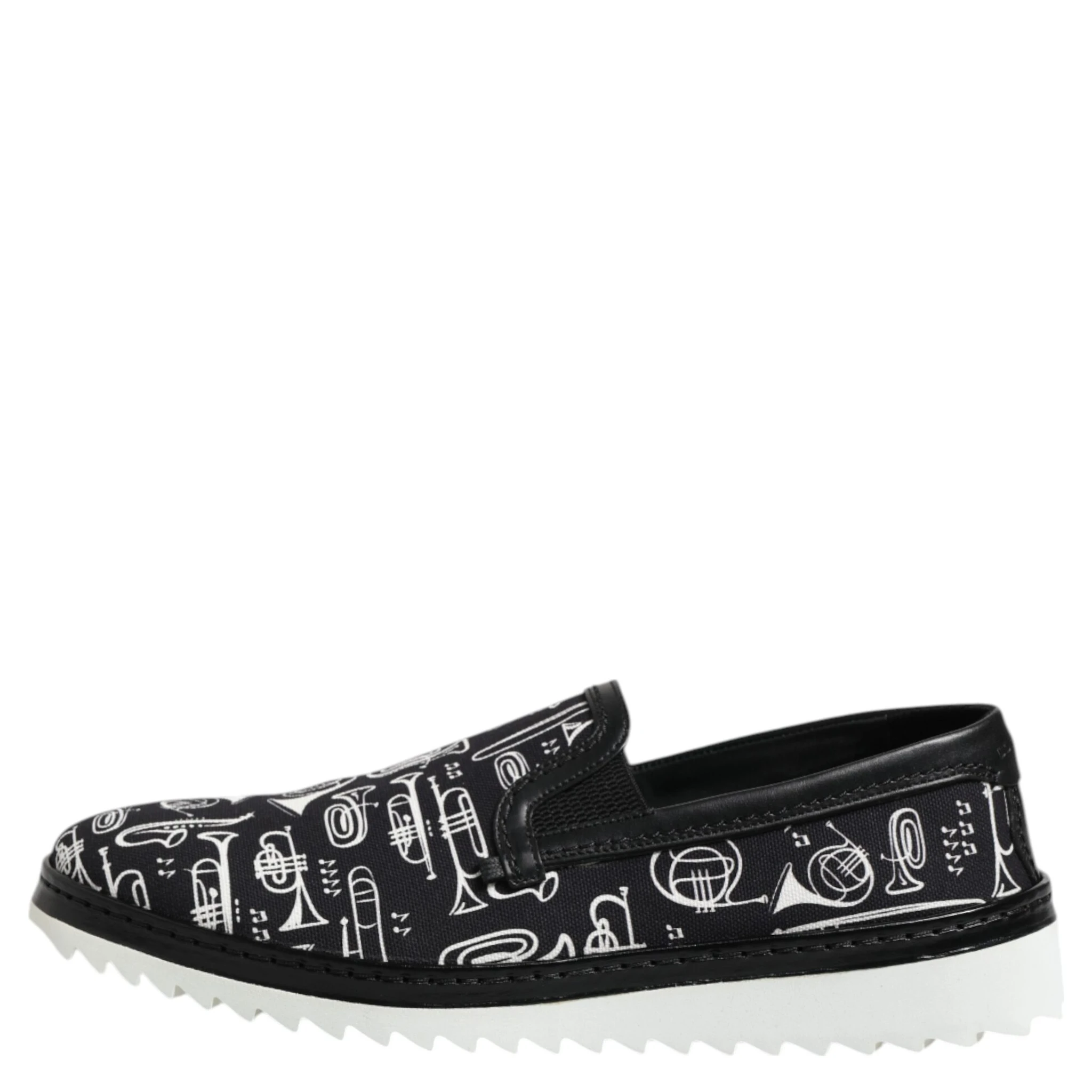 Black Slip On Printed Men Loafers Shoes