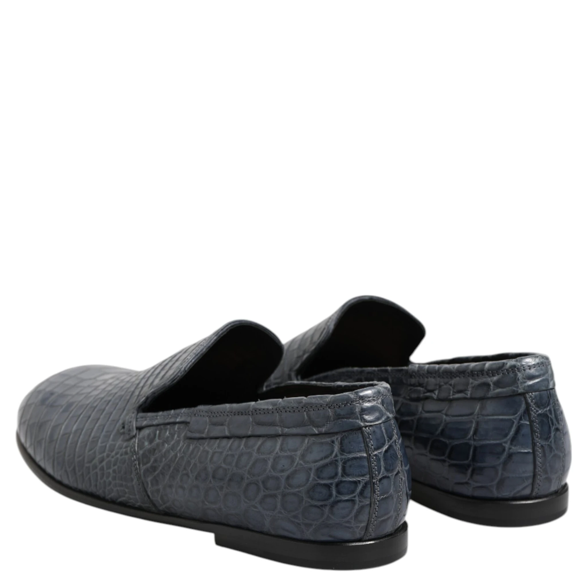 Blue Exotic Leather Slip On Loafers Men Dress Shoes