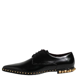 Black Leather Studded Derby Men Dress Shoes