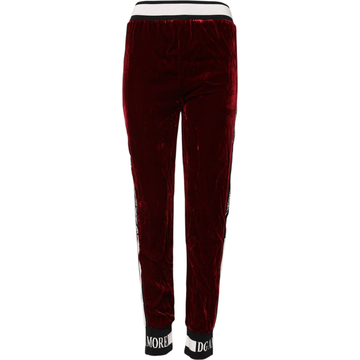 Red Viscose DG Logo Mid Waist Pants