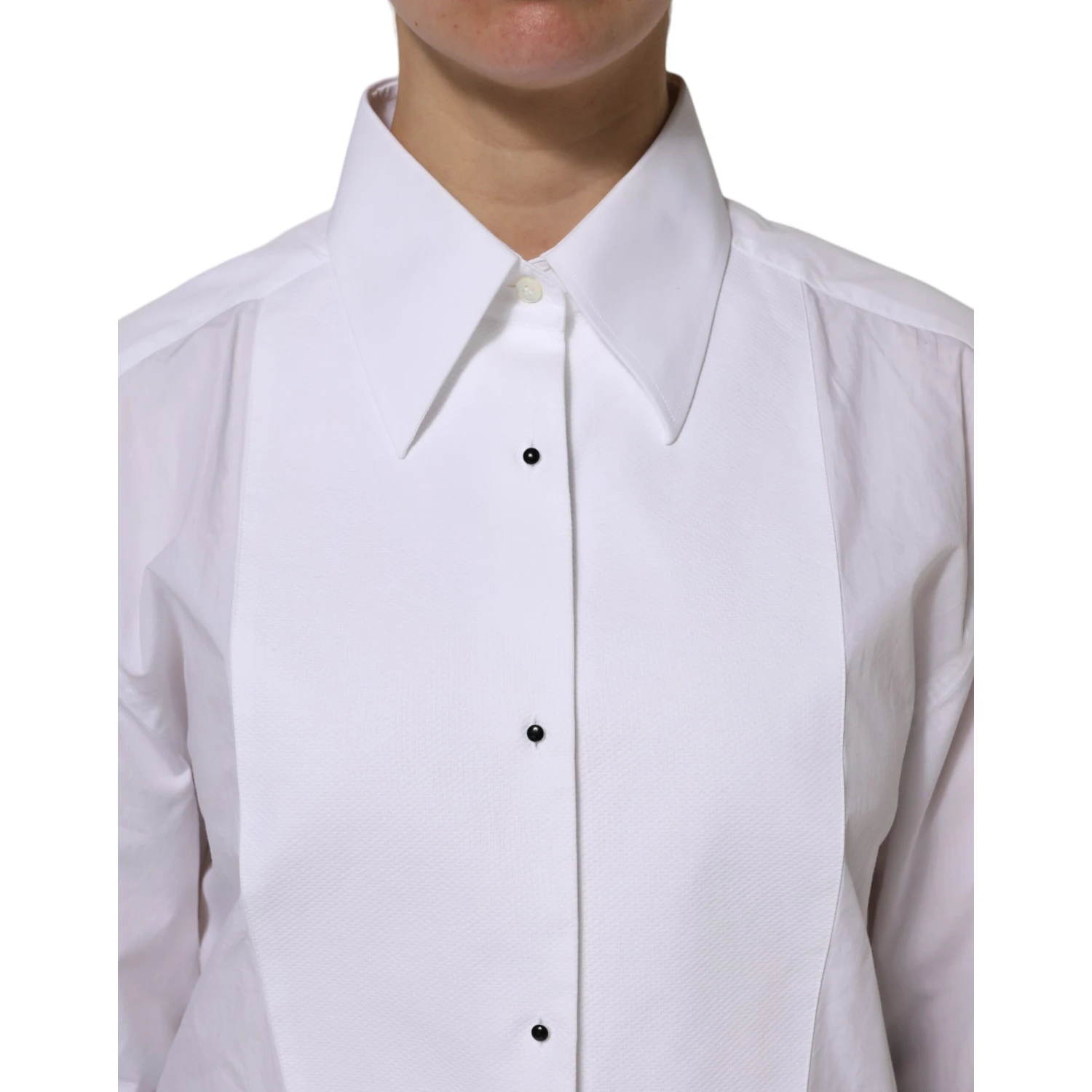 White Cotton Long Sleeves Collared Top Shirt