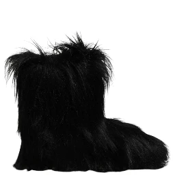 Black Faux Fur Mid Calf Boots Shoes