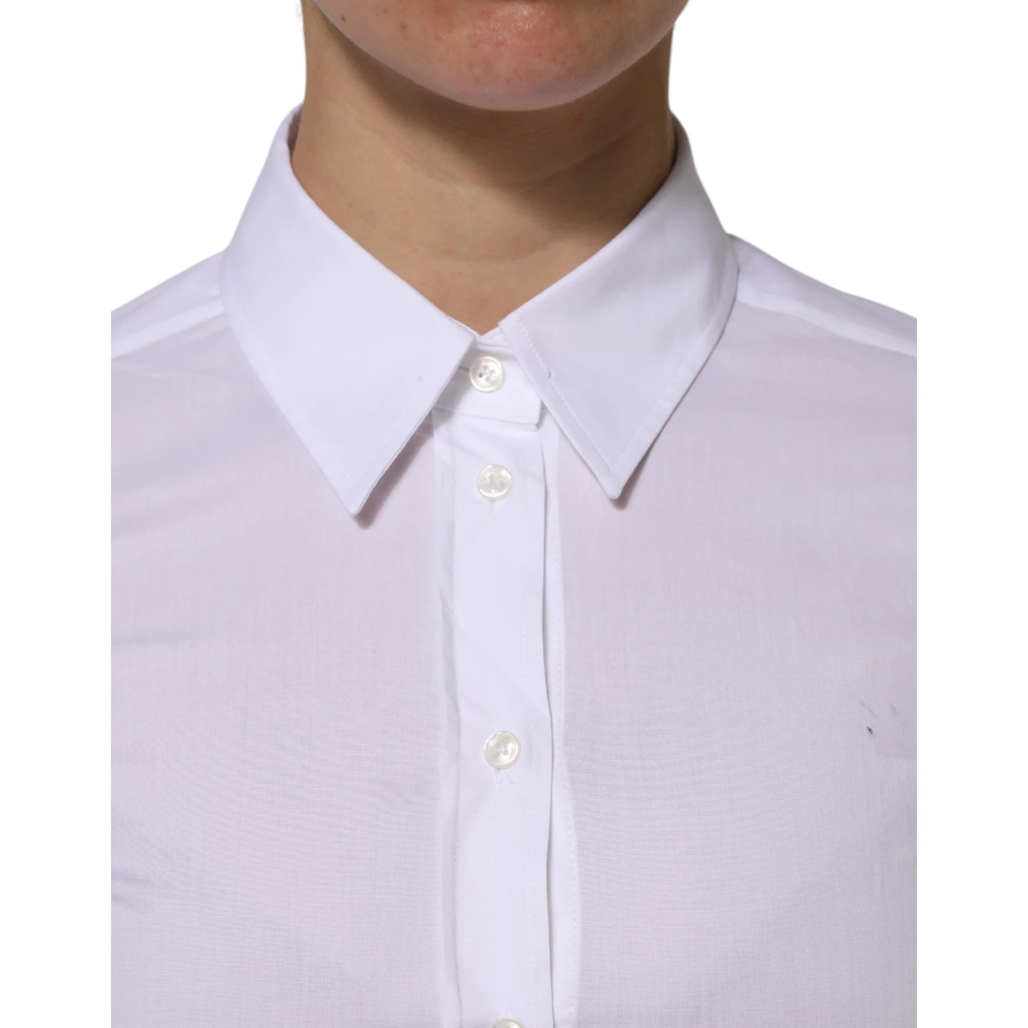 White Cotton Collared Long Sleeves Top Shirt