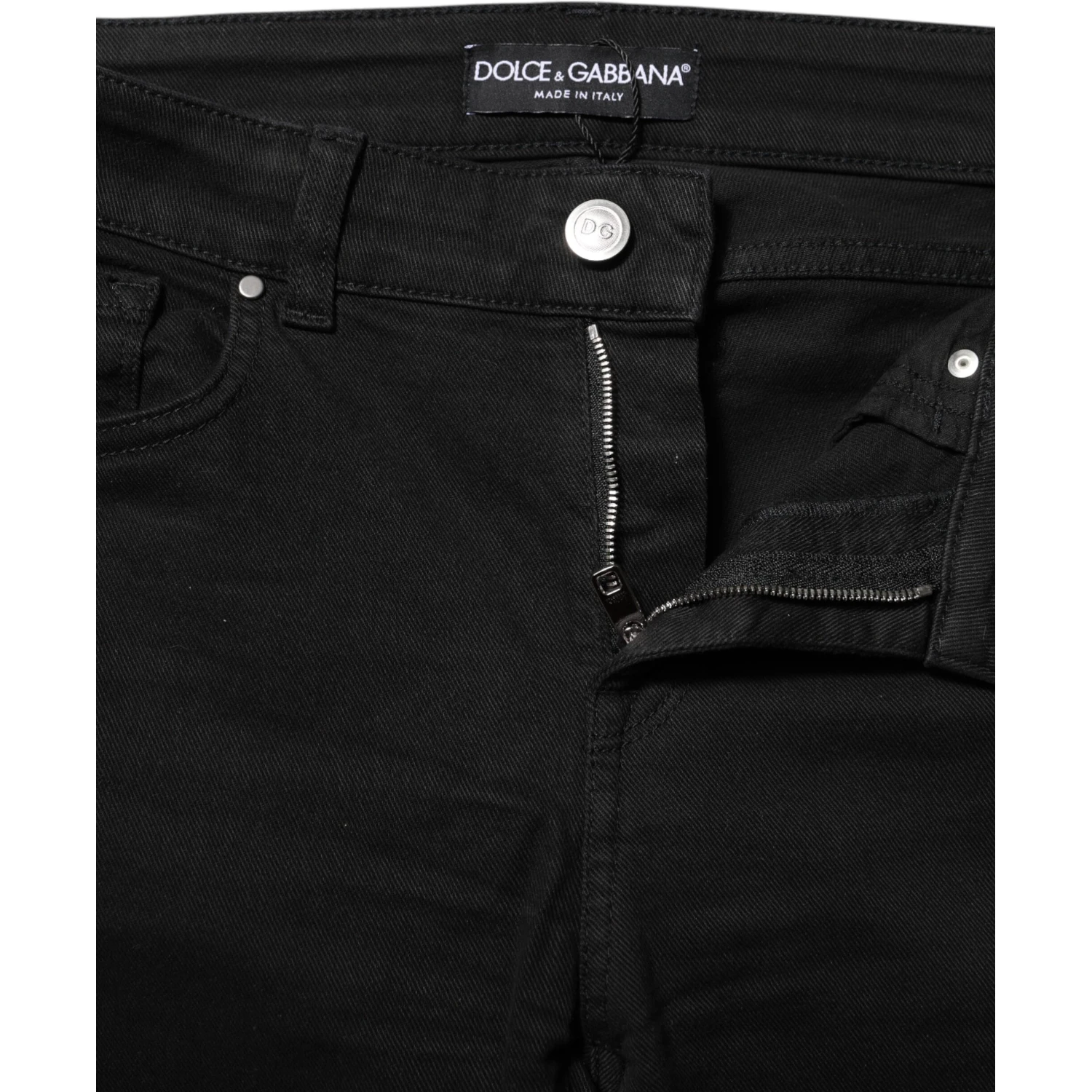 Black Skinny Cotton Mid Waisted Denim Jeans
