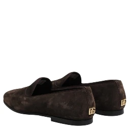 Brown Velvet Leather Slip On Loafers Shoes