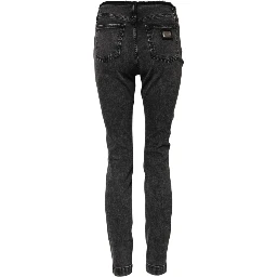 Gray Skinny Cotton Mid Waisted Denim Jeans