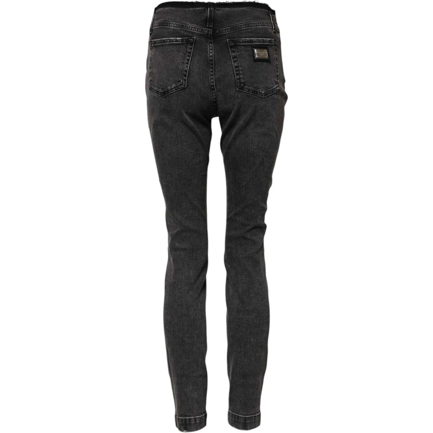 Gray Skinny Cotton Mid Waisted Denim Jeans