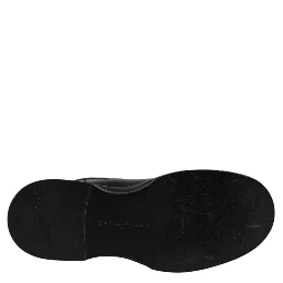 Black Leather Mid Calf Boots Flats Shoes