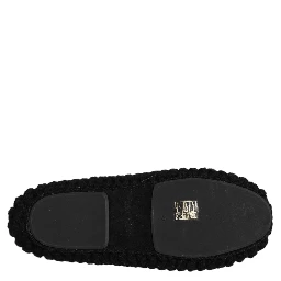 Black Wool Slip On Flats Ballerina Shoes