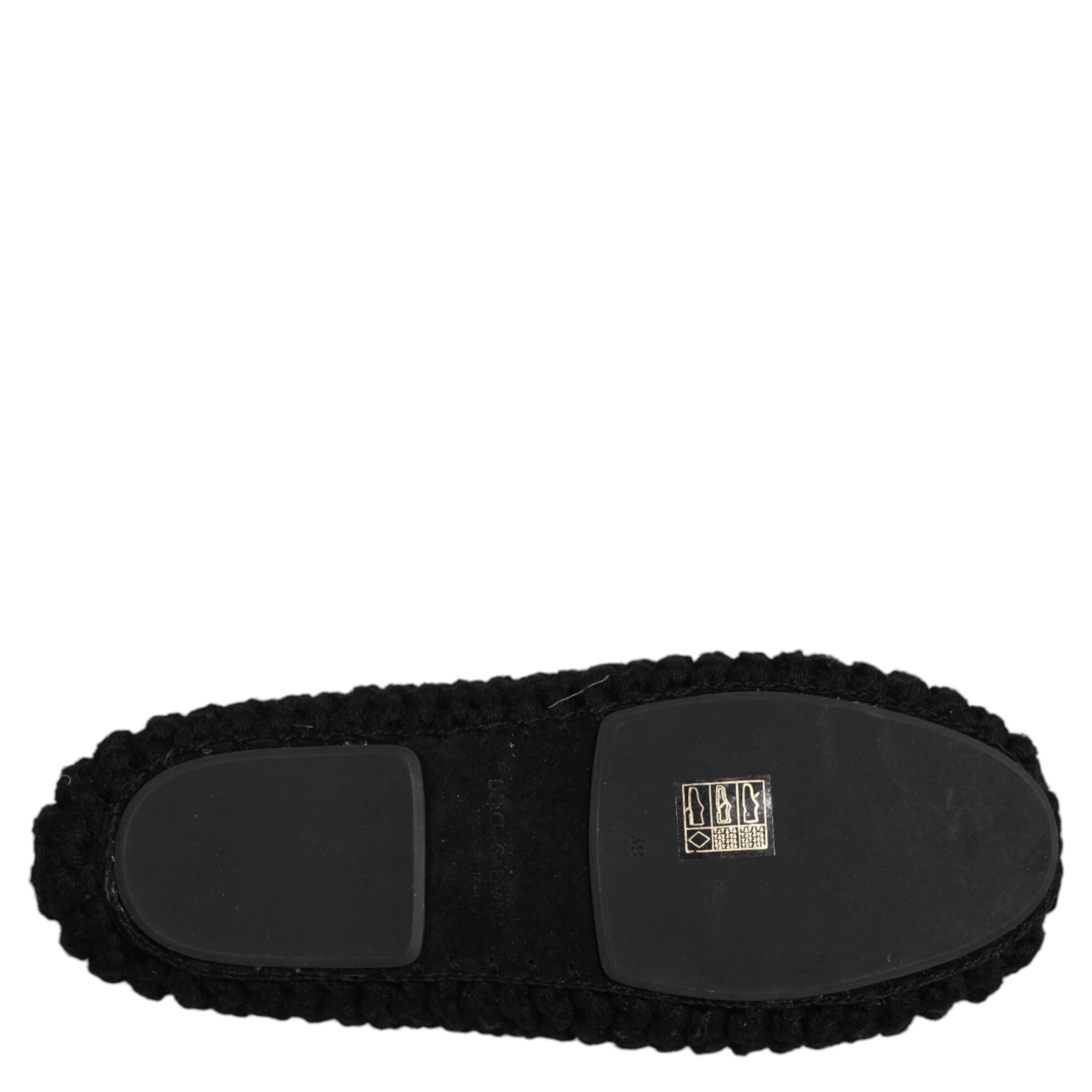 Black Wool Slip On Flats Ballerina Shoes