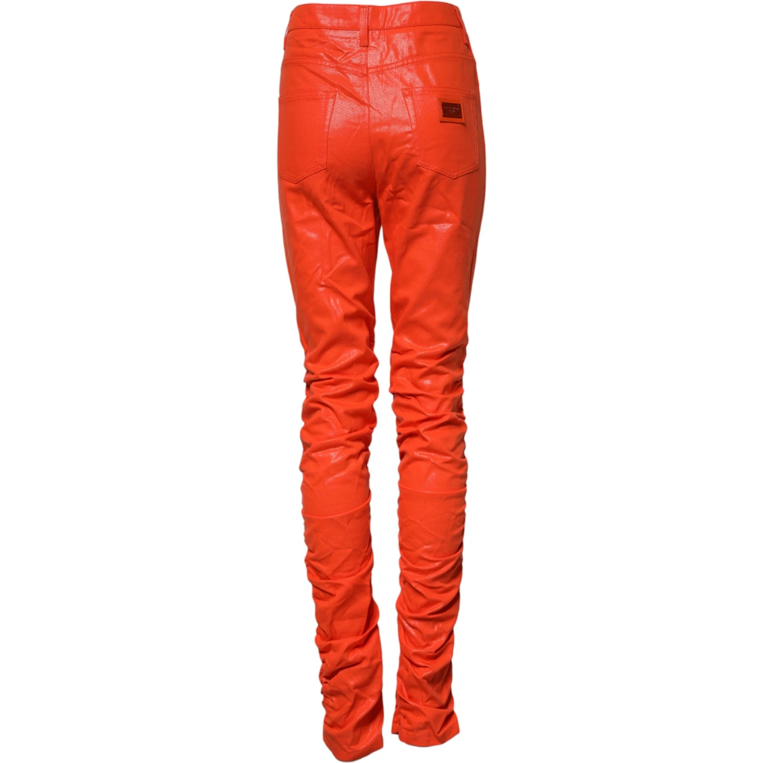 Orange Cotton High Waisted Denim Jeans