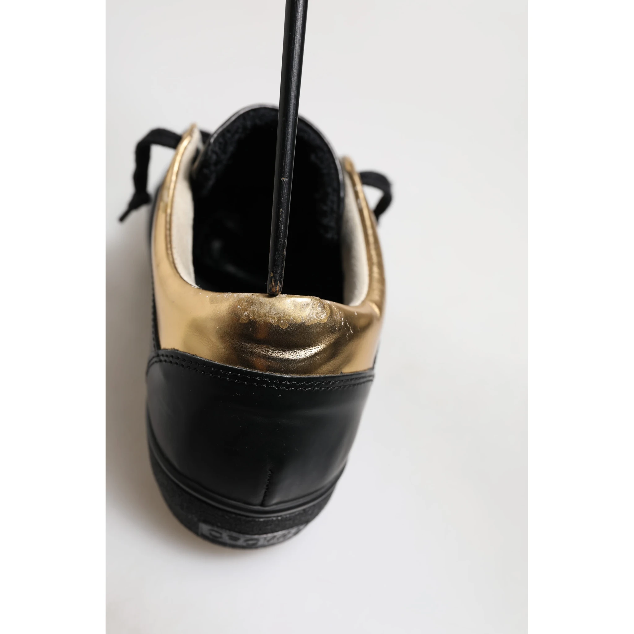 Black Gold Lace Up Low Top Women Sneakers Shoes