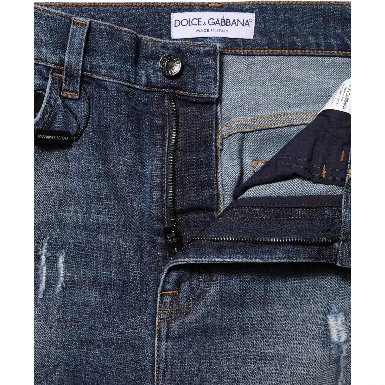 Blue Washed Cotton High Waisted Denim Jeans