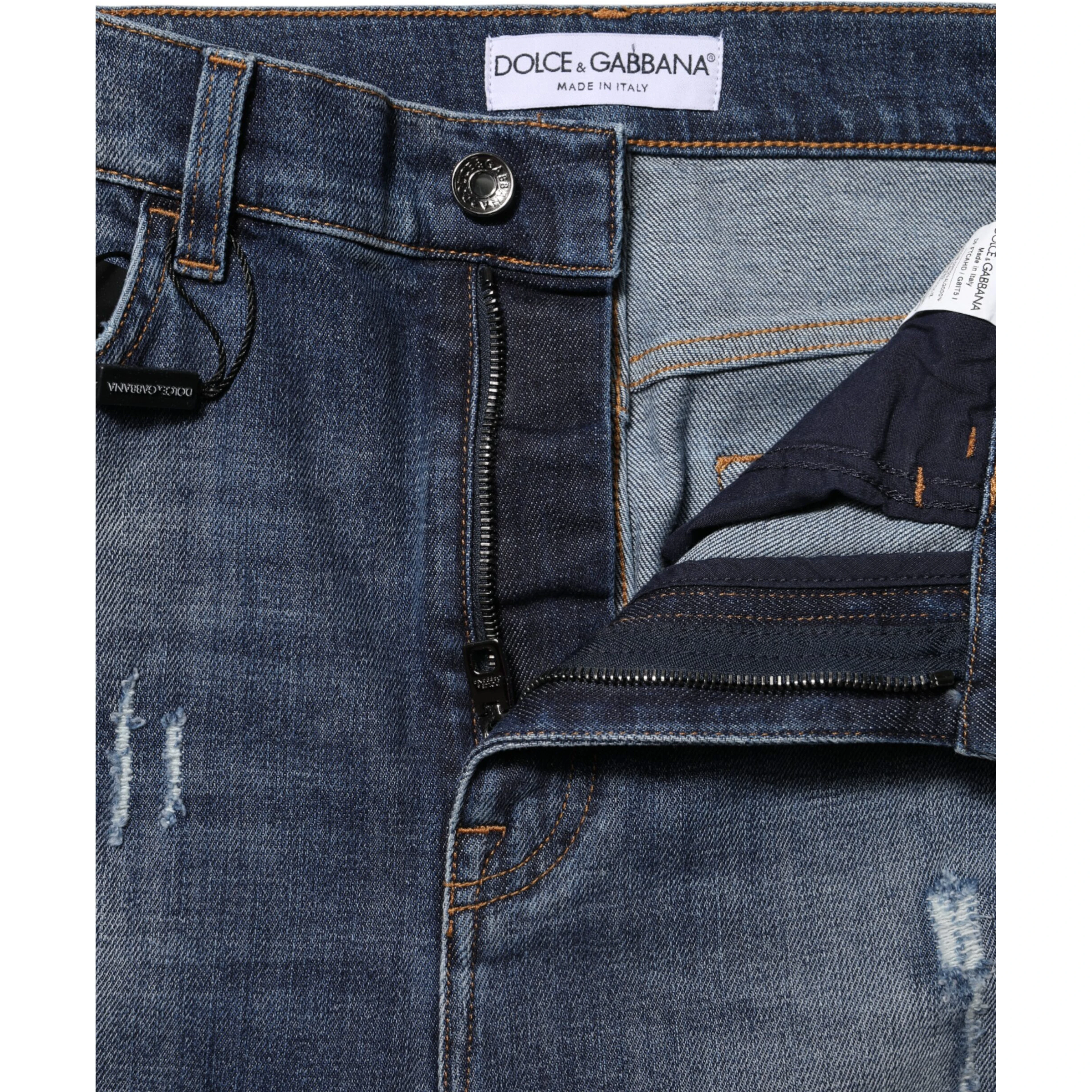 Blue Washed Cotton High Waisted Denim Jeans
