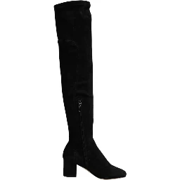 Black Suede Leather Knee High Boots Shoes