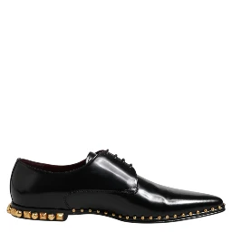 Black Leather Studded Derby Men Dress Shoes
