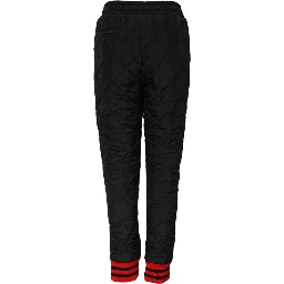 Black Quilted Mid Waist Jogger Pants