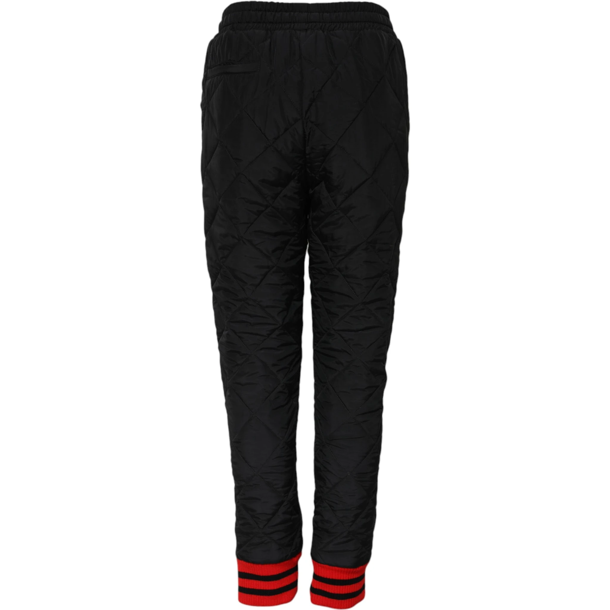 Black Quilted Mid Waist Jogger Pants
