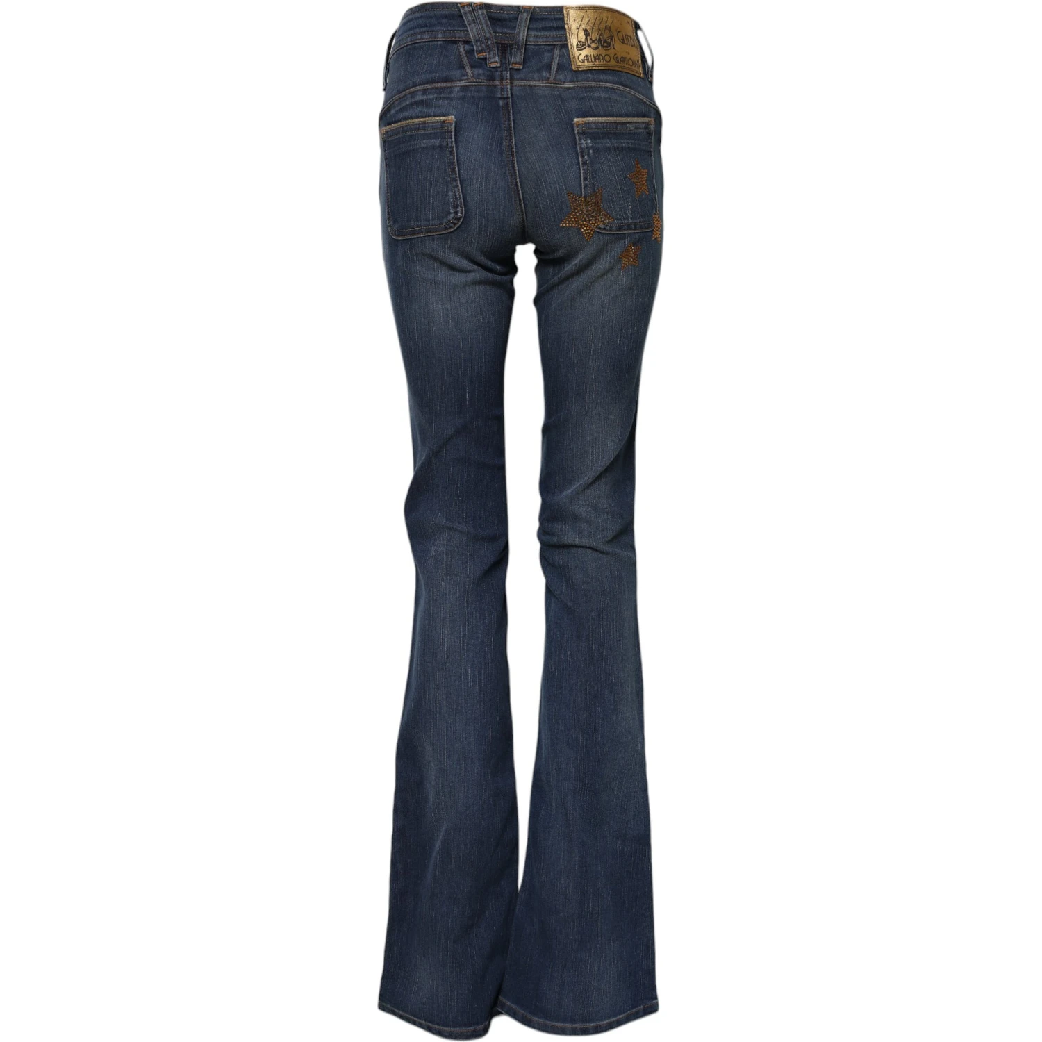Blue Cotton Mid Waist Wide Leg Denim Jeans