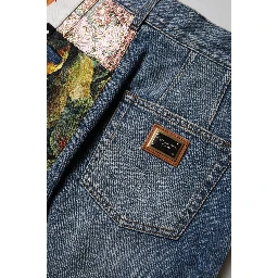 Blue AMBER Patchwork High Waist Denim Jeans