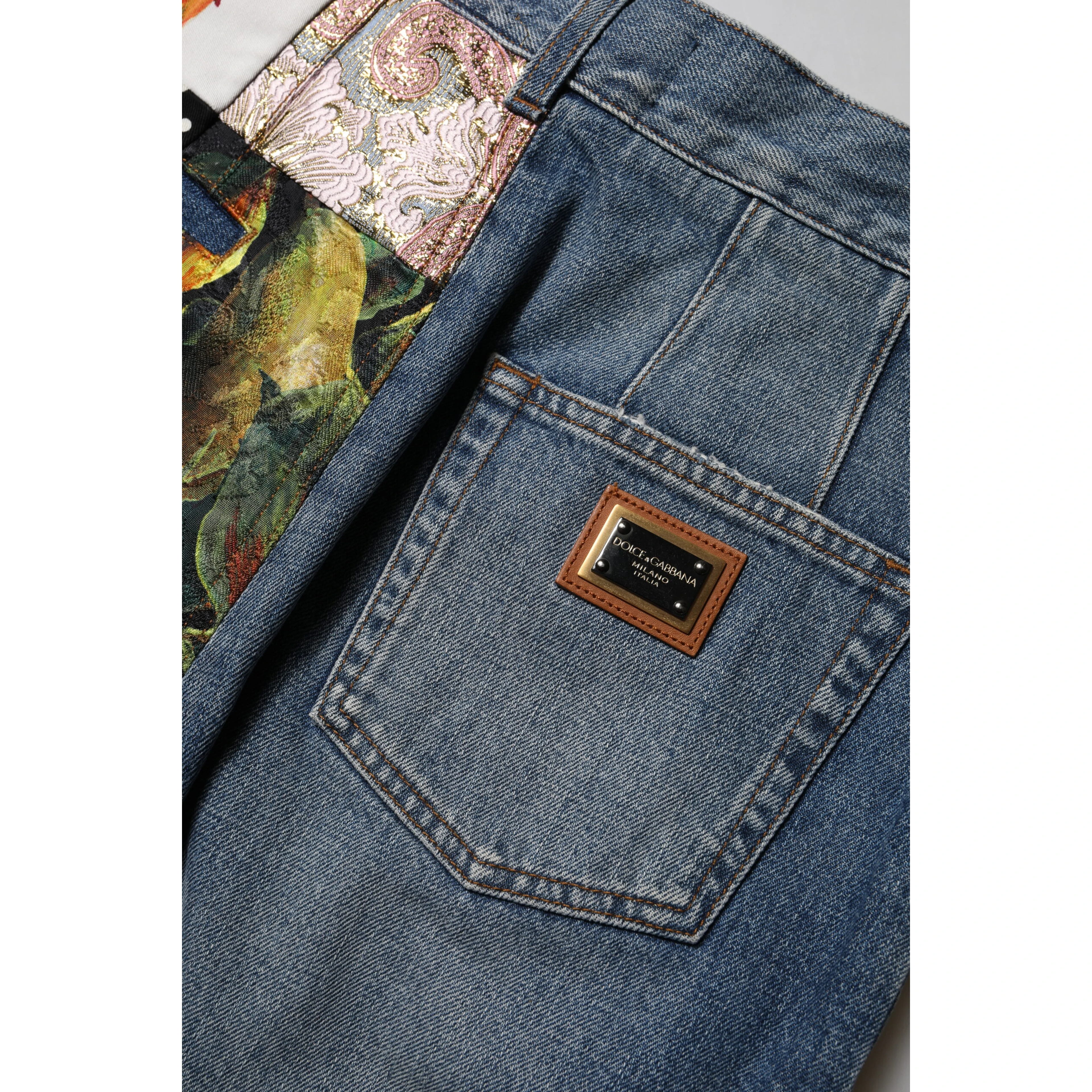 Blue AMBER Patchwork High Waist Denim Jeans