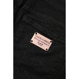 Black Cotton Skinny Mid Waisted Denim Jeans