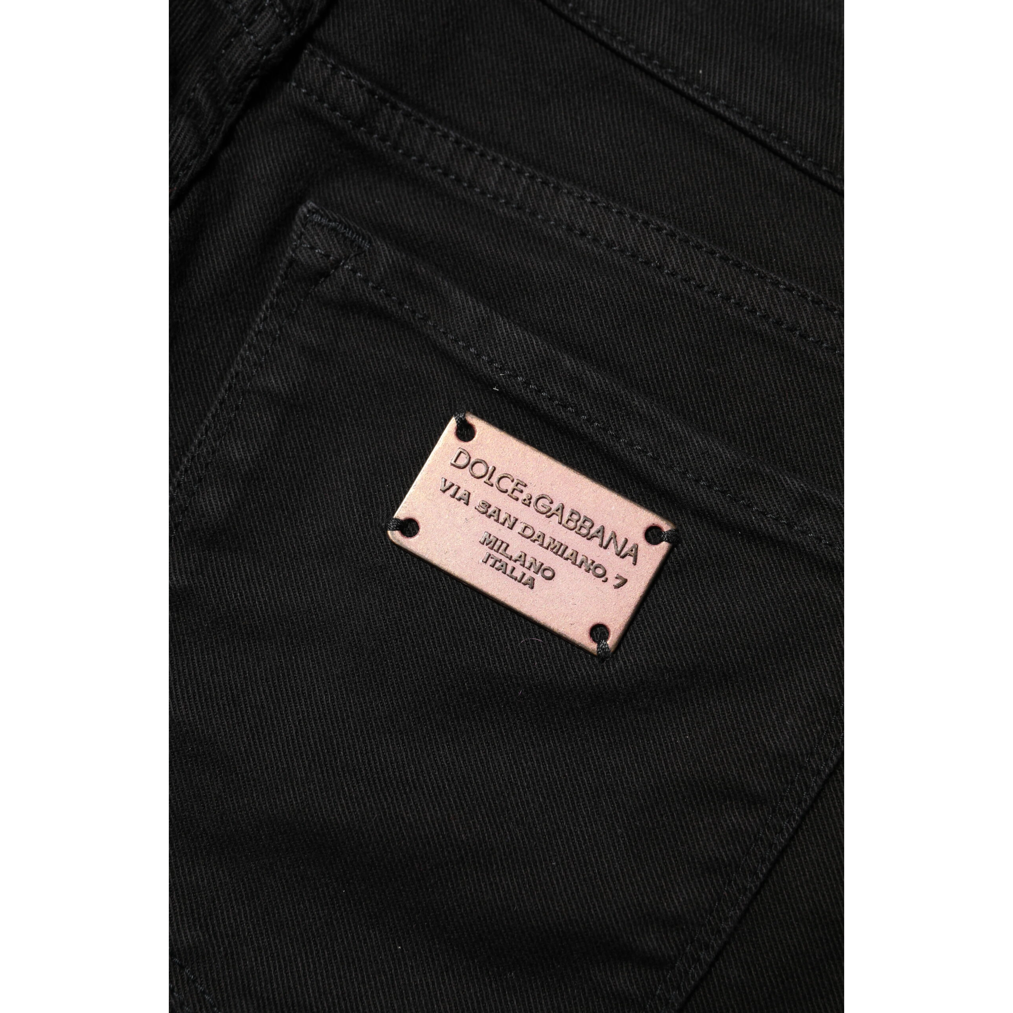 Black Cotton Skinny Mid Waisted Denim Jeans