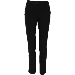 Black Wool Mid Waisted Tapered Dress Pants