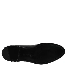 Black Leather Logo Ankle Boots Studded Shoes