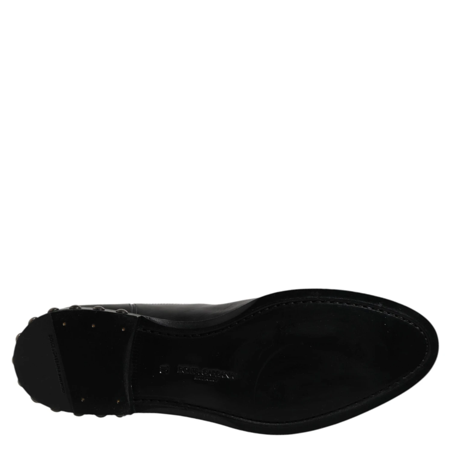 Black Leather Logo Ankle Boots Studded Shoes