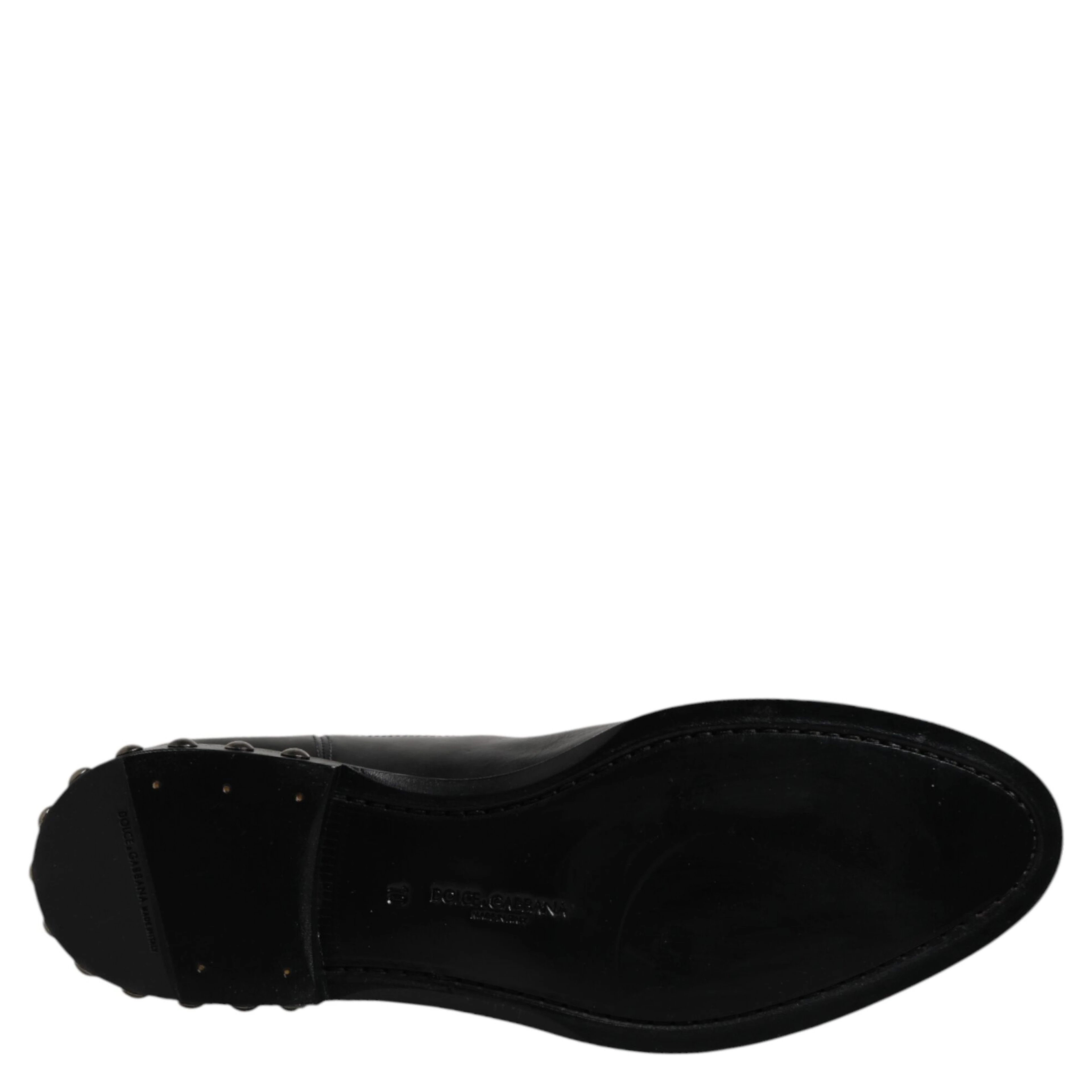 Black Leather Logo Ankle Boots Studded Shoes