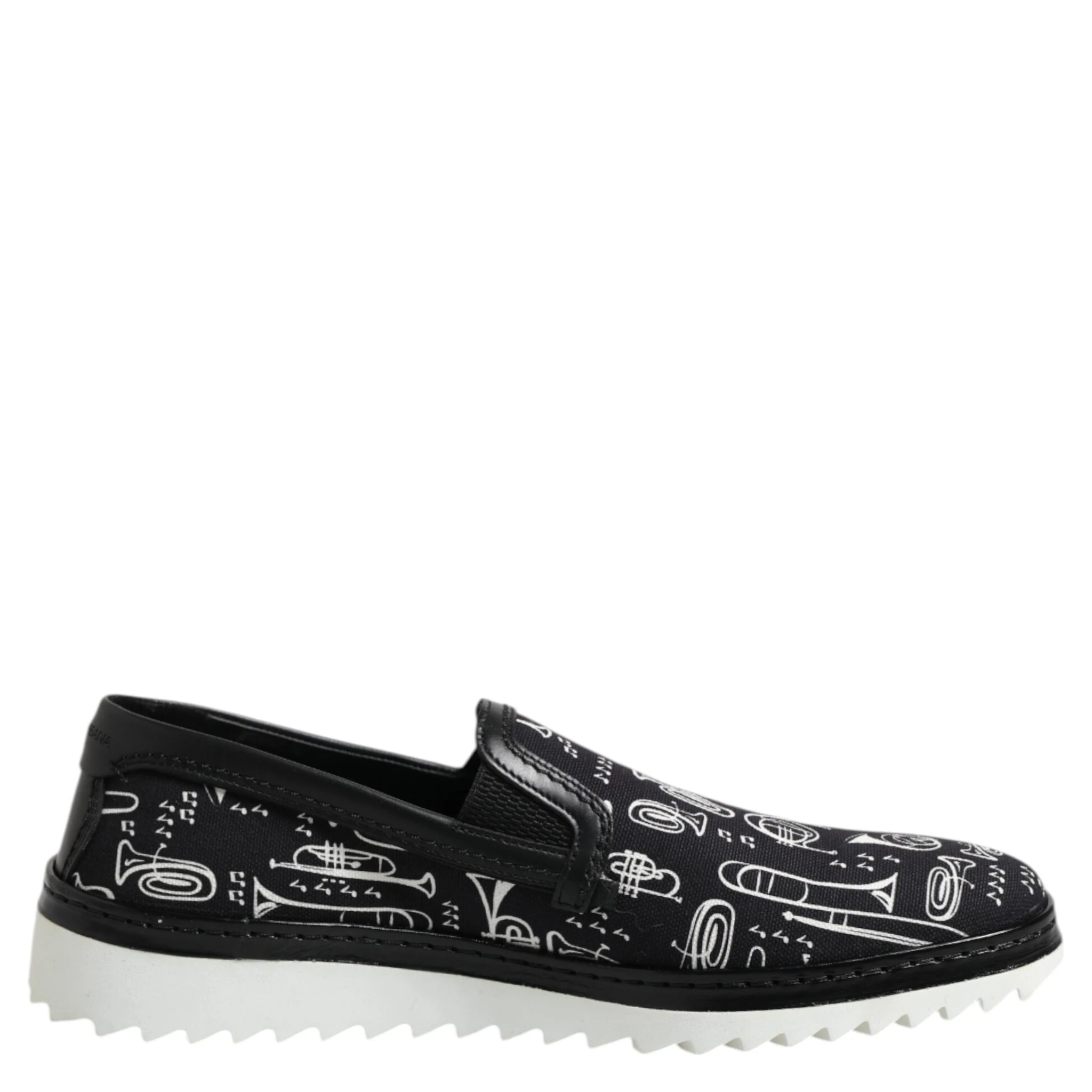 Black Slip On Printed Men Loafers Shoes