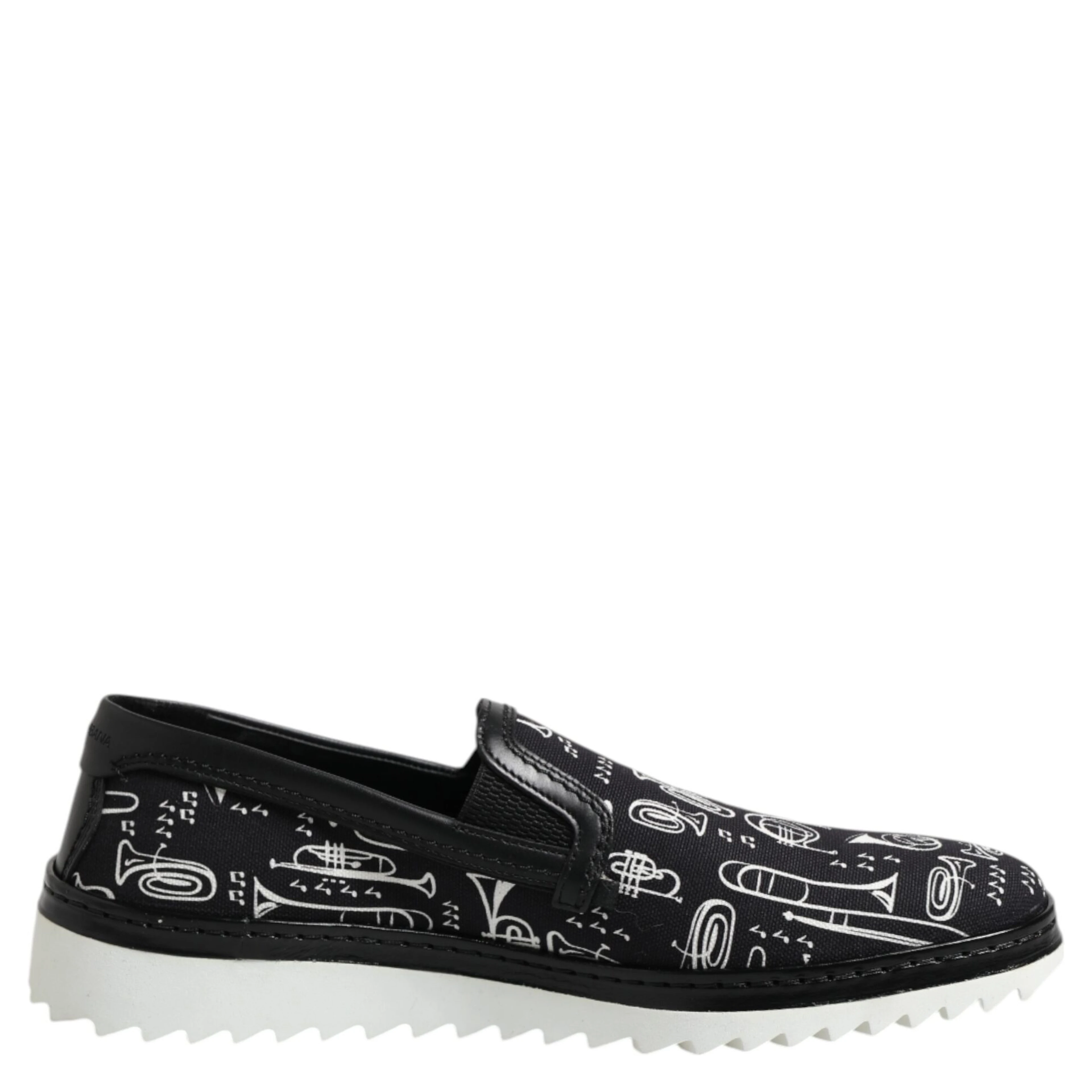 Black Slip On Printed Men Loafers Shoes