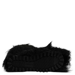 Black Faux Fur Mid Calf Boots Shoes