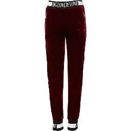 Red Viscose DG Logo Mid Waist Pants
