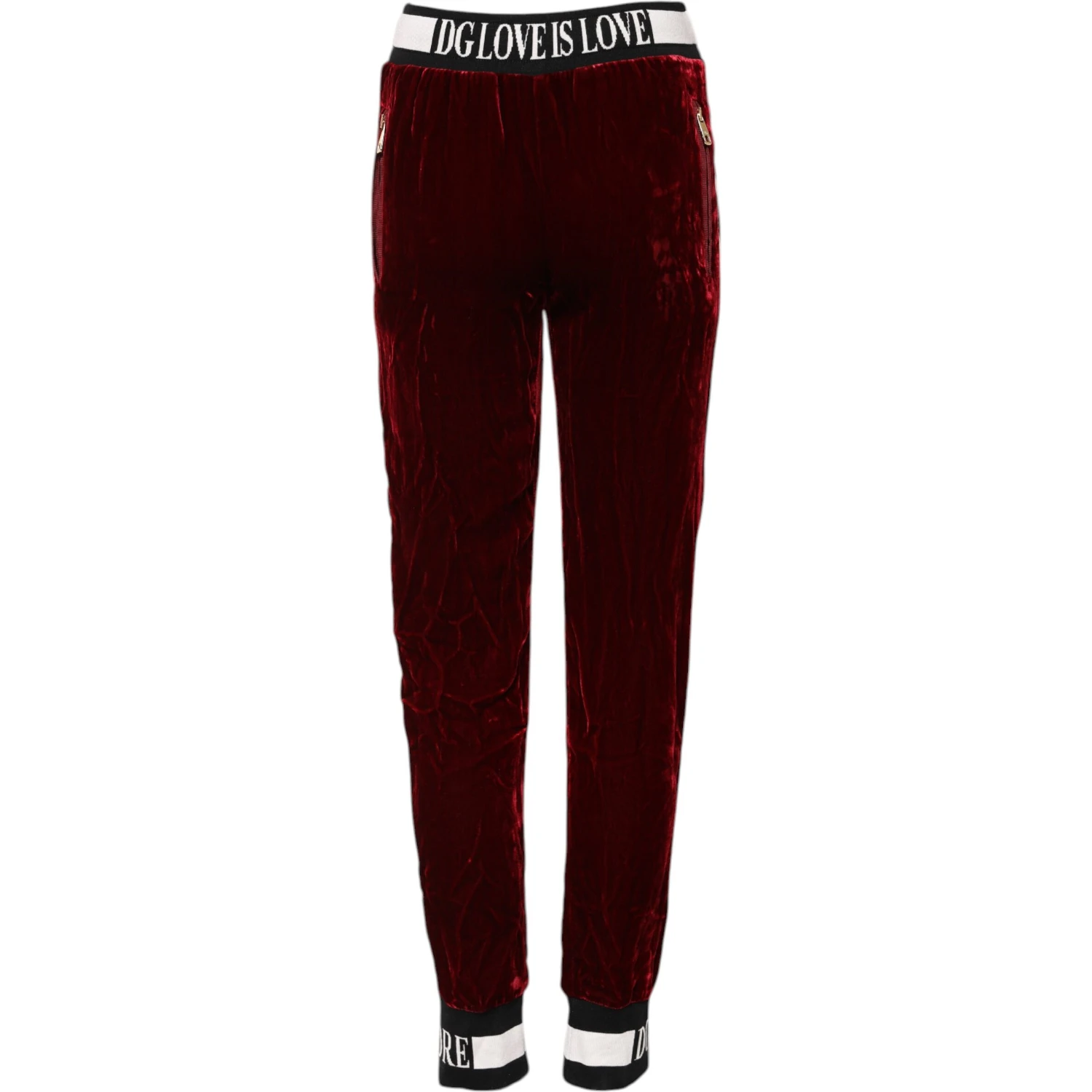 Red Viscose DG Logo Mid Waist Pants