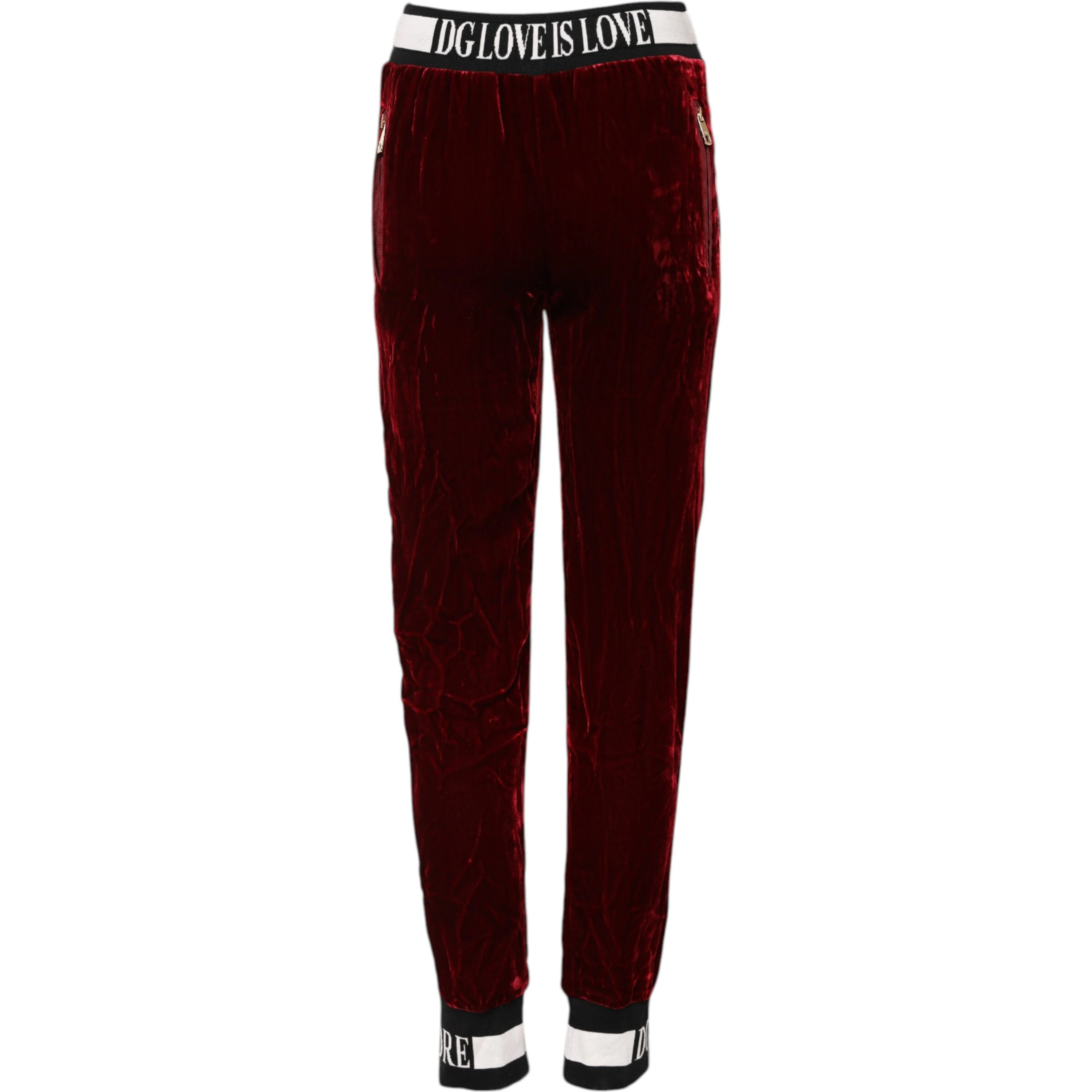 Red Viscose DG Logo Mid Waist Pants