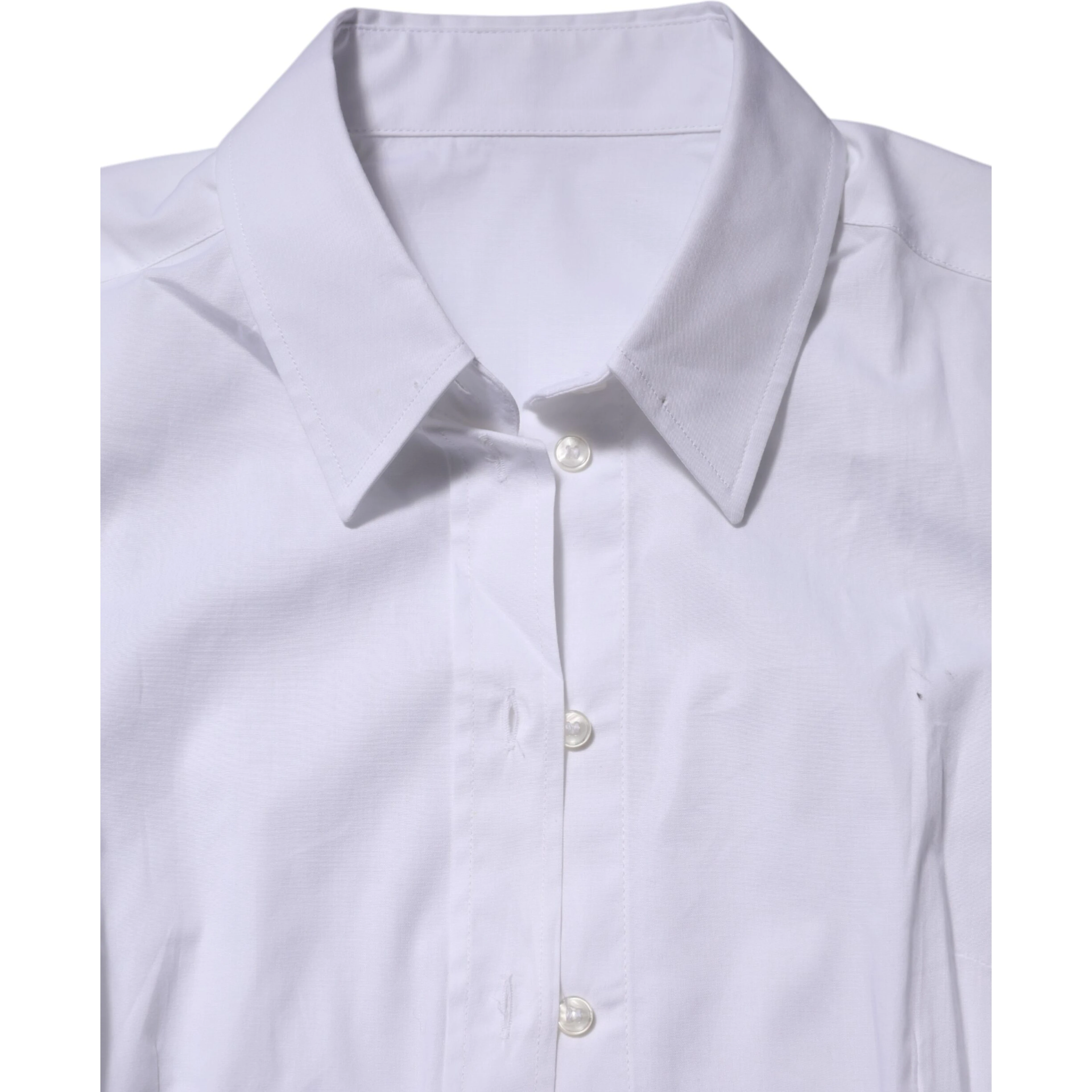 White Cotton Collared Long Sleeves Top Shirt
