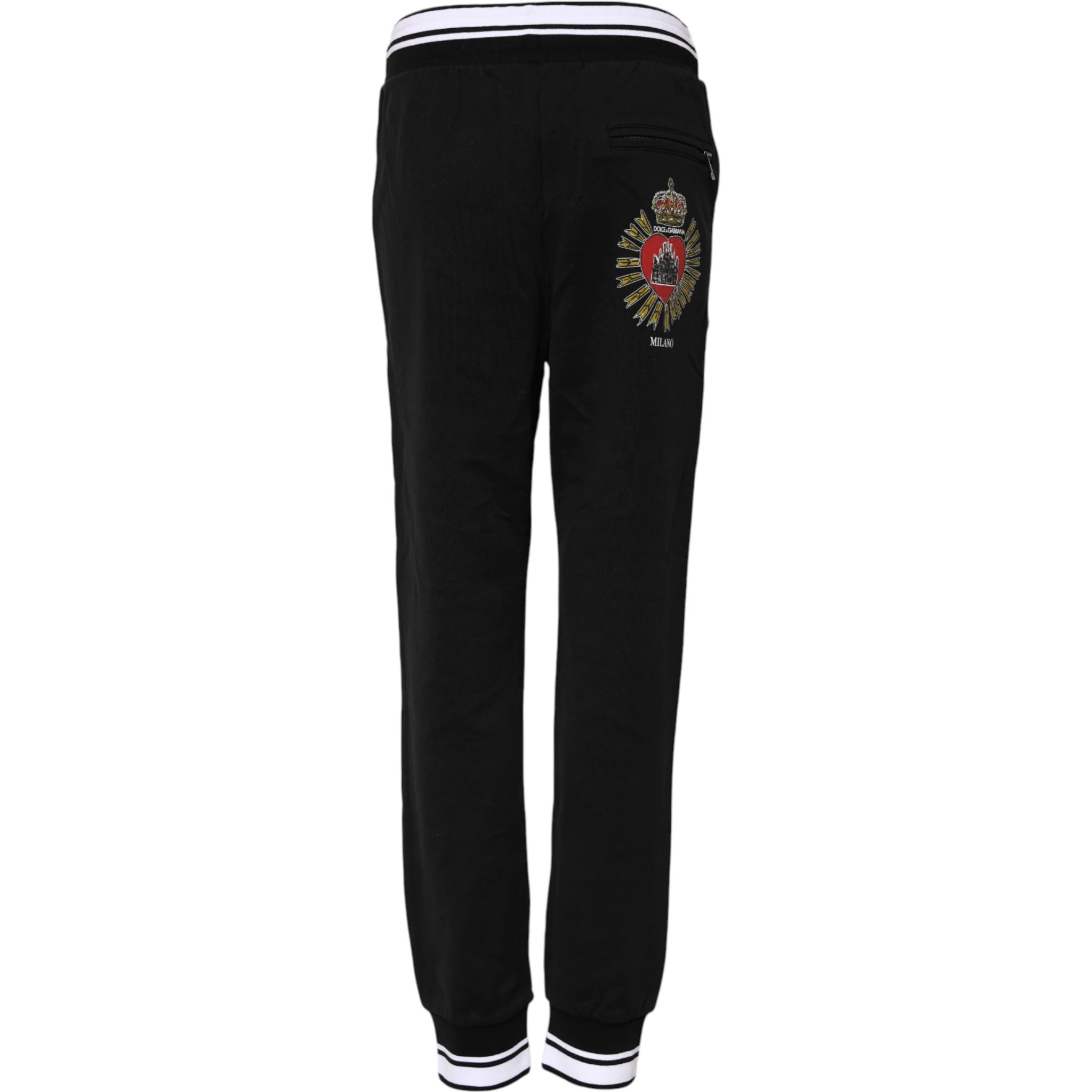 Black Cotton Mid Waist Jogger Pants