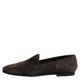 Brown Velvet Leather Slip On Loafers Shoes