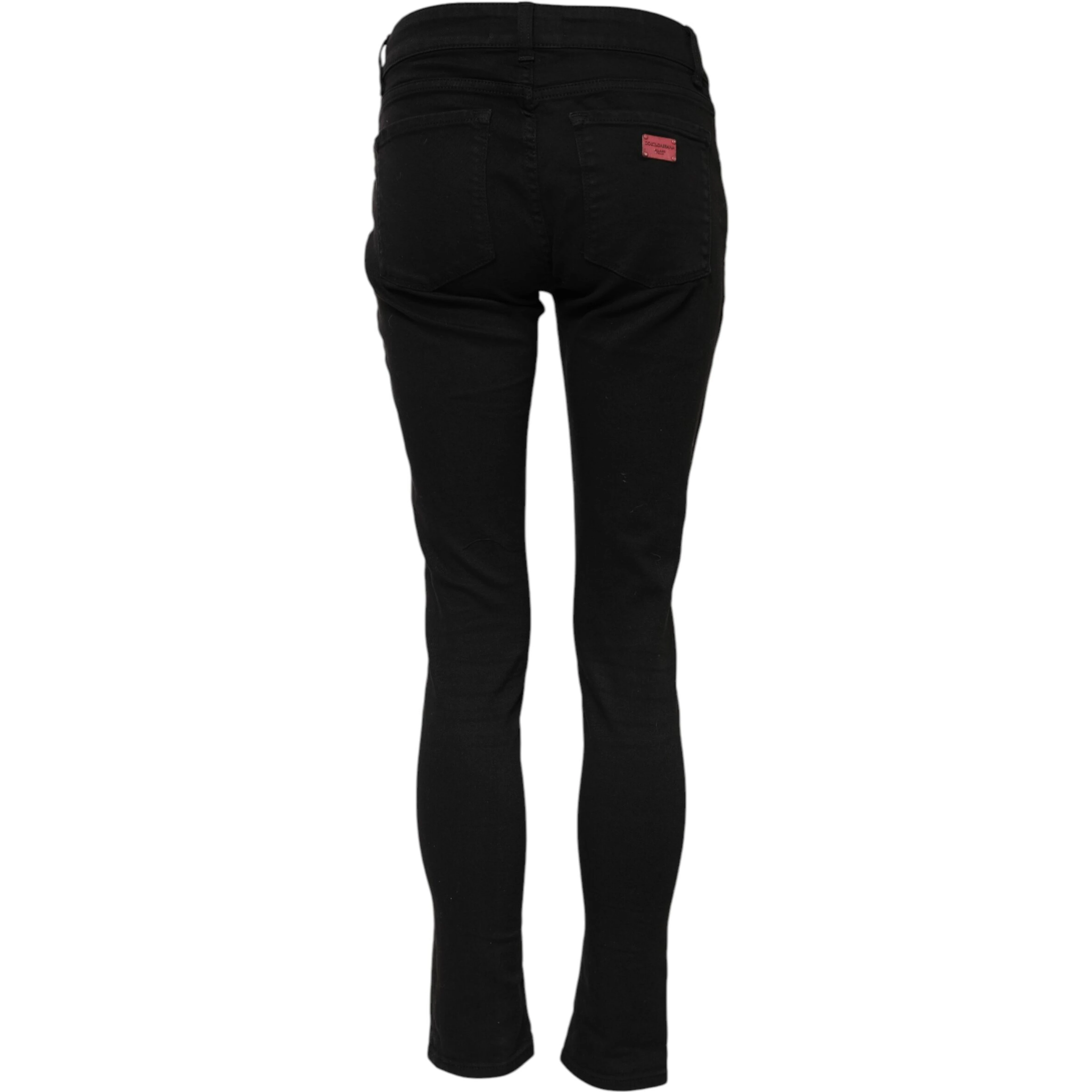 Black Cotton Skinny Mid Waisted Denim Jeans