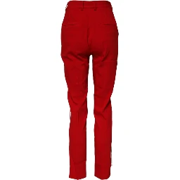 Red Wool Mid Waisted Tapered Pants