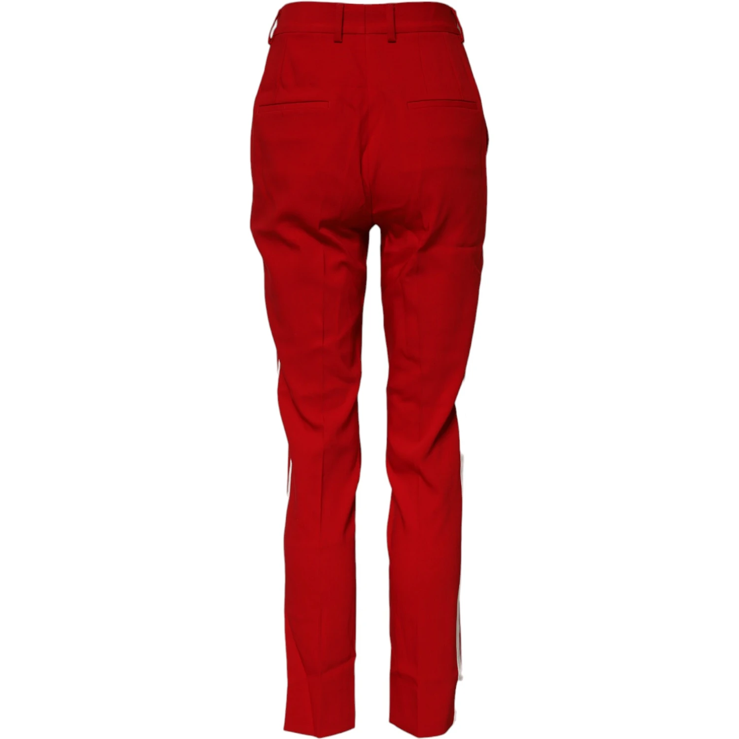 Red Wool Mid Waisted Tapered Pants